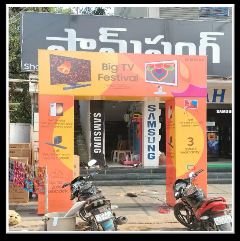Samsung Big TV Festival promotional arch in Tirupati by Shristi Advertising