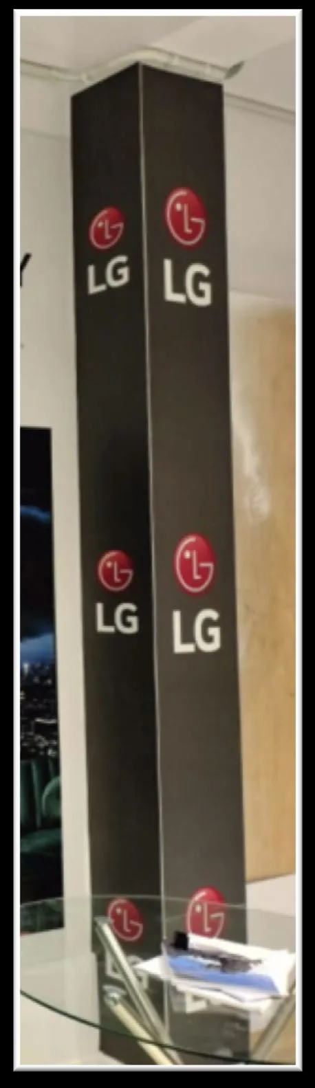 LG pillar branding at a Tirupati electronics dealer by Shristi Advertising