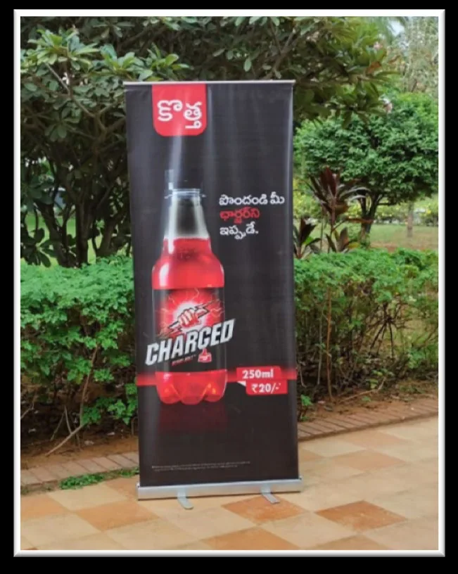 Standee Charged — work by Shristi Advertising, Tirupati